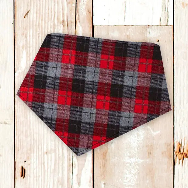 Black and Red Tartan Plaid Flannel Dog Bandana