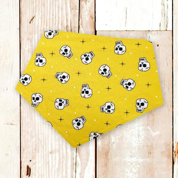Personalized Yellow Skulls Halloween Dog Bandana
