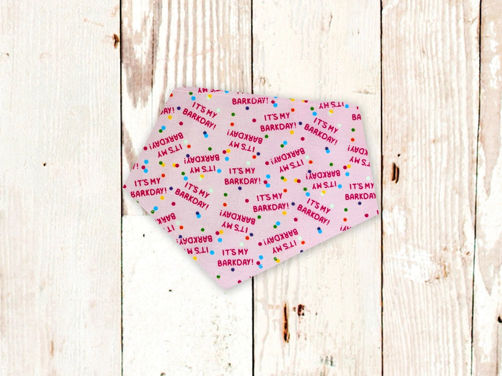 Personalized It's My Barkday! Pink Birthday Dog Bandana