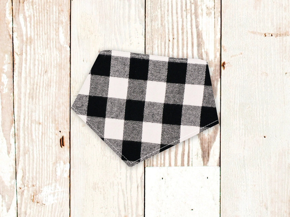 Personalized Black Buffalo Plaid Flannel Dog Bandana