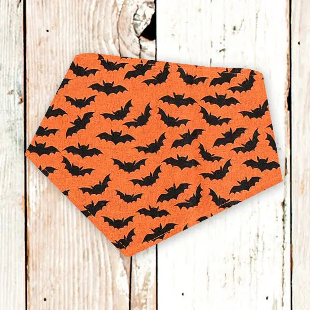 Personalized Orange Bats Halloween Dog Bandana