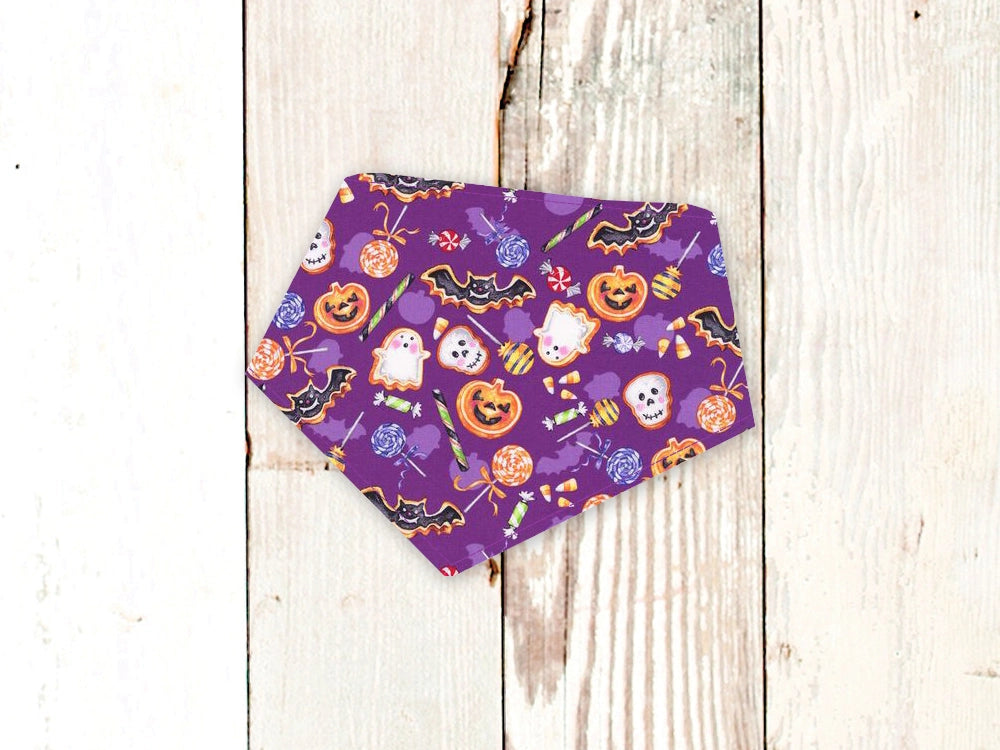 Personalized Purple Halloween Treats Dog Bandana